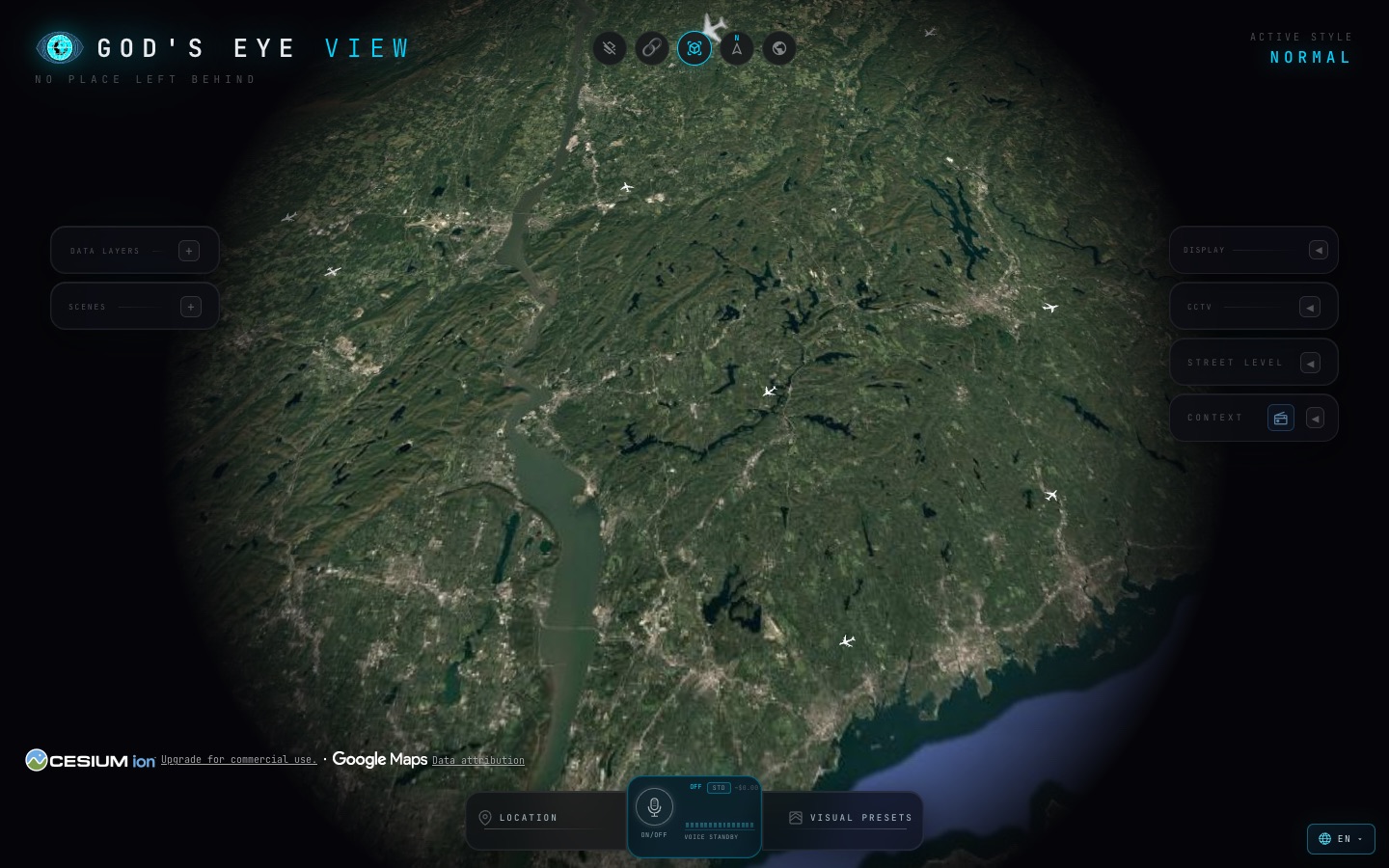 Live aircraft over New York with callsigns and flight levels